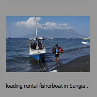 loading rental fisherboat in Sangiang village